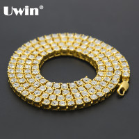 2017 Men's Hip Hop Bling Bling Iced Out Tennis Chain 1 Row Necklaces Luxury Brand Gold Men Chain