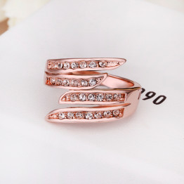  New Design Angel's Wing Charms Rings Fashion 18 k Rose Gold Colou Crystal Jewelry Famous Brand Party Ring For Women YPR004