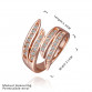  New Design Angel's Wing Charms Rings Fashion 18 k Rose Gold Colou Crystal Jewelry Famous Brand Party Ring For Women YPR004