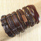  Wholesale 6pcs/lot Handmade ethnic tribal genuine wrap charming male pulsera black braided leather bracelets bangles S136