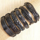 Wholesale 6pcs/lot Handmade ethnic tribal genuine wrap charming male pulsera black braided leather bracelets bangles S136