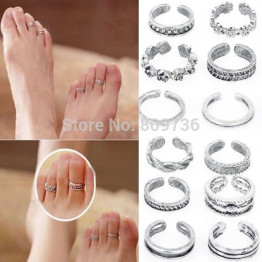 12pcs Wholesale Mix Celebrity Fashion Simple Retro Carved Flower Adjustable Toe Ring Foot Women Jewelry Drop Free