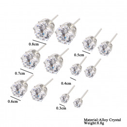 17KM Fashion 6 Pair/set Punk Accessories Crystal Stud Earrings Set For Women Round Flower Fashion Design Brincos Jewelry Bijoux 