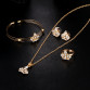 17KM Gold Color Crown Bridal Jewelry Set Hollow Flower Necklace/Earrings/Ring/Bracelet 2017 Indian Wedding Accessorie For Woman 