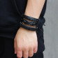 1Set /6PCs Black Leather Bracelet Men Multilayer Braid Bracelets & Bangles Punk Wrap Bracelets for Women Punk Casual Men Jewelry