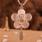 1pc Charming Alloy Crystal Opal Rose Pendant Long Necklace Sweater Chain Fine Jewelry Gift NL-0517-GD