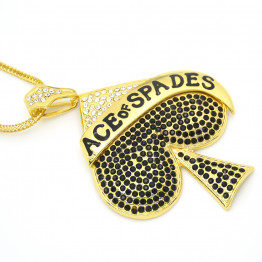 2 Colors Bling Bling Iced Out Large Size Ace of Spades pendant Hip hop Necklace Jewelry 36inch Franco chain  N639