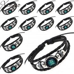 2016 Virgo/Sagittarius/Aquarius/Scorpio/Libra/Capricorn 12 Constellation Bracelet Men Women Braided Leather Bracelets & Bangles