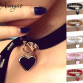 2017 15colors Gothic Rivet Love Heart Lock Choker Leather Necklace Pendants Women Punk Chocker Necklace Collier Ras Du Cou F6112