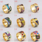 2017 Classic  Jewelry Wholesale Retail  Stainless Steel Big Rings for women Enamel Ring Designers Geometric Anniversary Gift