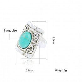 2017 Fashion Green Stone Rings Antique Color Ring With Drop Round Squares Style Mixed Design Big Rings For Women New