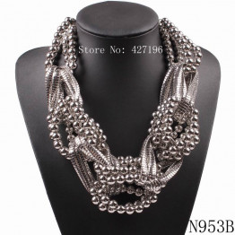 2017 Fashionable New Design Brand Statement Necklace Alloy Chain Bead Chunky Big Pendant Necklace For Women Jewelry Wholesale