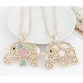 2017 Fine Jewelry Lucky Opal Elephant Long Necklaces & Pendants Gold Color Chain Maxi Necklace for Women Kolye Bijoux Femme