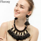 2017 High quality fashionable new design big statement red necklace rope chain yarn pendant chunky tassel necklace