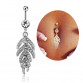 2017 New 1Pcs Women Sexy Leaf Feather dangle belly button rings stainless steel navel piercings fashion body jewelry 2 Colors