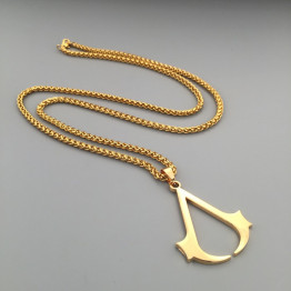 2017 New Assassin's Creed Jewelry 18 k golden Plated Hip Hop Necklace For Men And Women 75cm Long Wheat Chains N268