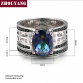 2017 New Design Colorful Oval Rainbow Stone Silver Color Fashion Jewelry Ring For Women Party Wholesale Top Quality DD046