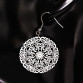 2017 New Design Silver Color Big Earrings for Women Flower Hollow Round Silver Color Stainless Steel Drop Earrings brinco boho