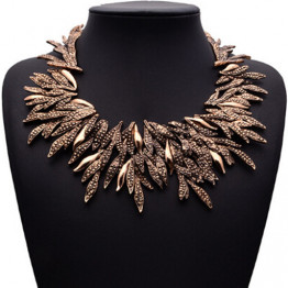 2017 New Design Summer Style Fine Jewelry Vintage Statement Necklace Chunky Leaf Alloy Choker Necklace Collier Femme XG742