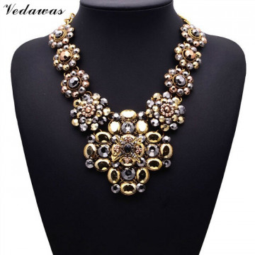 2017 New Design XG081 Long Vintage Statement Necklaces & Pendants Gold Crystal Flower Necklace For Women Gothic Collares Mujer