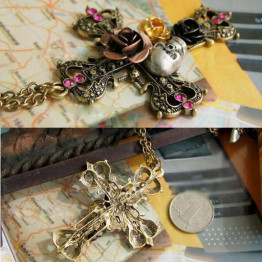2017 New Fashion Design Unique Magnificent Gothic Crystal Skulls Cross Pendant Necklace Restoring Ancient Ways Jewelry