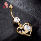2017 New Hot Luxury Zircon Crystal Heart Belly Button Rings Women Body Jewelry Gold Zircon CZ Navel Piercing Belly Piercing 238