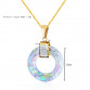 2017 New Top Quality Multi Faceted 4 Colors Shiny Glass Pendant Stainless Steel Circle Woman Necklace Pendant Jewelry Wholesale