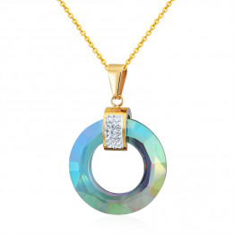2017 New Top Quality Multi Faceted 4 Colors Shiny Glass Pendant Stainless Steel Circle Woman Necklace Pendant Jewelry Wholesale