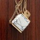 2017 Summer Style Hot Trendy Brand Design Fashion Geometric White Marble Faux Stone Pendant Necklace for Women