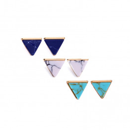3 Colors Blue White Green Marble Triangle Small Earrings New Design Simple Stud Earrings Fashion Jewelry