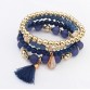 4Pcs/Sets Women's Fashion Jewelry Bangles 2017 New Design Multilayer Beads Elastic Bracelets with Tassels Wristband Wholesale