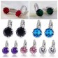 8 Colors Silver Pink Blue Crystal Large Crystal Earrings with Stones Cubic Zirconia Women's Earings Boucle D'oreille Femme DML49