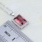 925 Sterling Silver Chain Necklace Square Red Garnet White Cubic Zirconia Slide Pendant For Women Wedding/Engagement/Party/Gifts