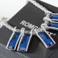 ALULU 2017 Fashion Blue Crystal Square Necklace Inlaid Austrian Rhinestone Pendant Necklace Fine Jewelry For Women