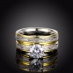 AMOURJOUX Gold Silver Plated Stainless Steel Jewelry Rings Set For Women Wedding Band Engagement Party Ring Set R063