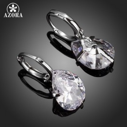 AZORA Brand Design Pear Cut Clear Cubic Zirconia Water Drop Earrings TE0158