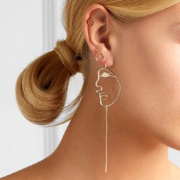 Abstract Art Stylish Gold/Silver Face Statement Dangle Earrings Girls Fashion Trend Bar Long Earrings For Women Bijoux 2017