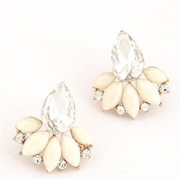 Ahmed Jewelry New Brand Design Retro Exquisite Women Acrylic Flower Crystal Gem Cubic Zircon Stud Earrings For Women