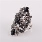 Ajojewel Black Crystal Rhinestone Flower Jewelry Vintage Retro Ring Woman Big Rings Ringen
