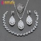 Amazing 4PCS Jewelry Sets White Crystal 925 Silver  Earrings Necklace Pendant Bracelet Ring For Women Wedding Free Gift JS110