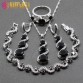 Amazing 925 Sterling Silver Women 4PCS Jewelry Sets Black Zircon Zircon Bracelet/Earrings/Pendant/Necklace/Ring Free Gift JS01