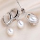 Amazing Price 2017 Hot Selling 100% Natural Freshwater Pearl Engagement Jewelry Sets Women 925 Sterling Silver Pendant+Earrings