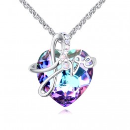 Anngill Romantic Heart Necklaces & Pendants 100% Real Crystals From Swarovski Women Wedding Jewelry Accessories Christmas Gift