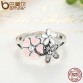 BAMOER 100% 925 Sterling Silver Pink Flower Poetic Daisy Cherry Blossom Jewelry Sets Wedding Engagement Jewelry ZHS028