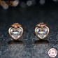 BAMOER 925 Sterling Silver One Love Stud Earrings with Clear CZ Female Brincos for Woman Fine Jewelry PAS452