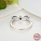 BAMOER Authentic 925 Sterling Silver Sparkling Bow Knot Stackable Ring Jewelry Sets Sterling Silver Jewelry ZHS022