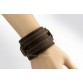 BAMOER Leather Cuff Double Wide Bracelet and Rope Bangles Brown for Men Fashion Man Bracelet Unisex Jewelry PI0296