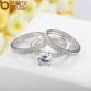 BAMOER Luxury Brand Fashion Silver Color Bridal Set Ring for Women with Paved Micro Zircon Crystal Wedding Jewelry YIR031