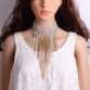 Best lady 2017 Special Design Tassel Collar Pendant Long Chokers Necklace Women Rhinestone Wedding Maxi Statement Necklace 5128
