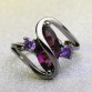 Black Color Rings for Women Snake Shape Purple Cubic Zircon Silver Rings Punk Style Unique Party Jewelry Wholesale